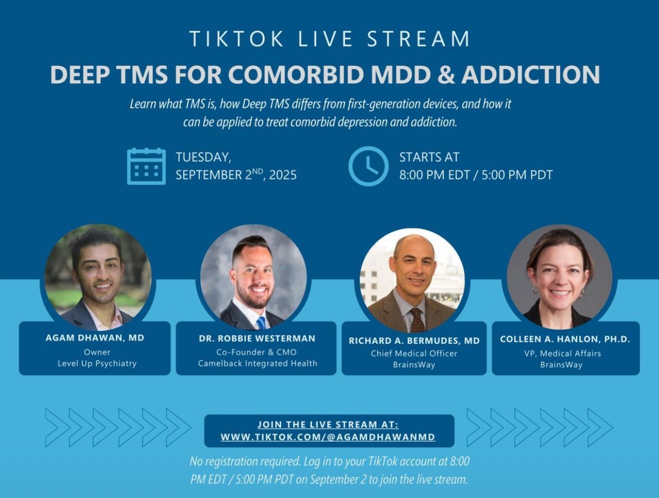 Deep TMS livestream event graphic with Dr. Robbie Westerman